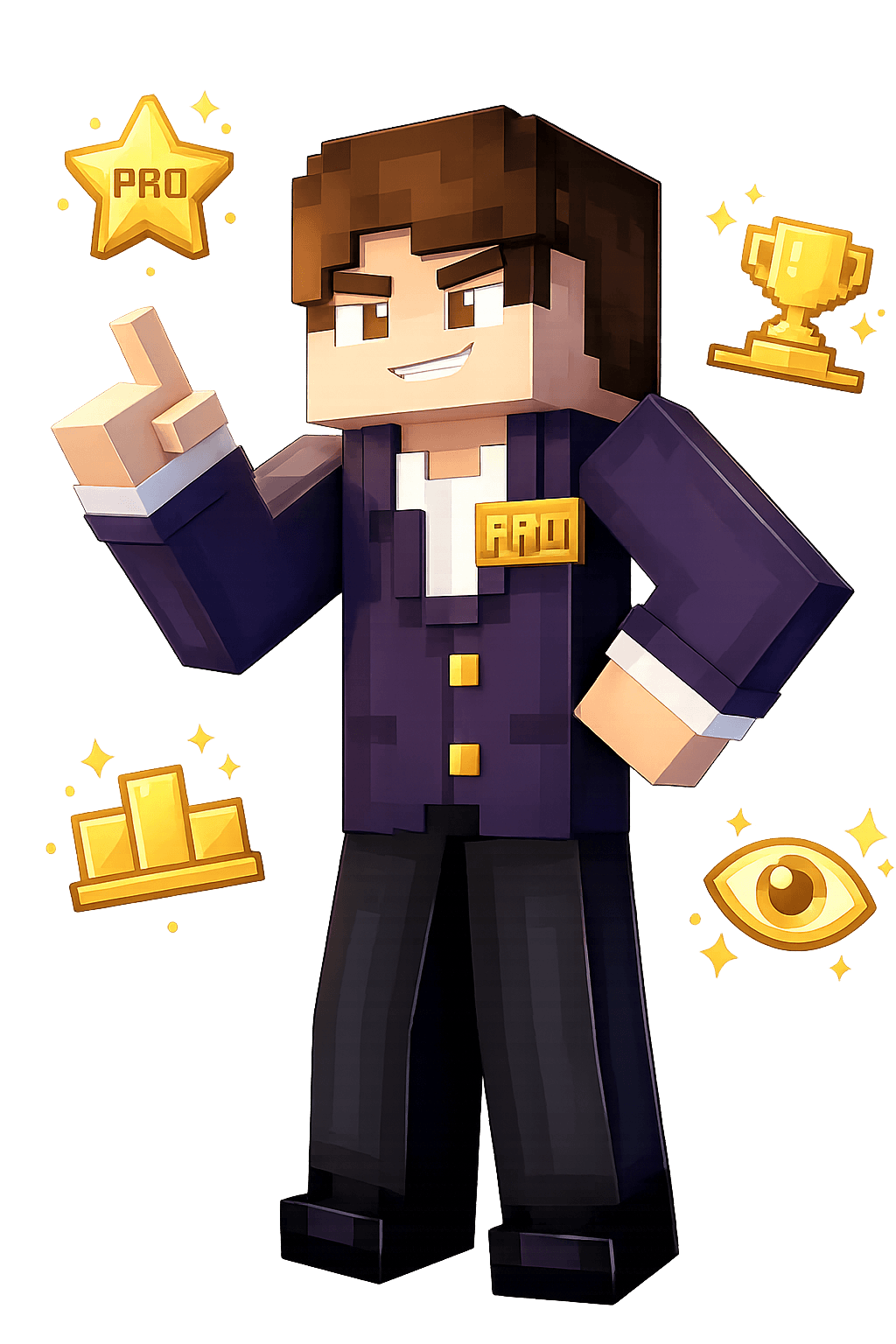 Minecraft karakter met Pro voordelen iconen