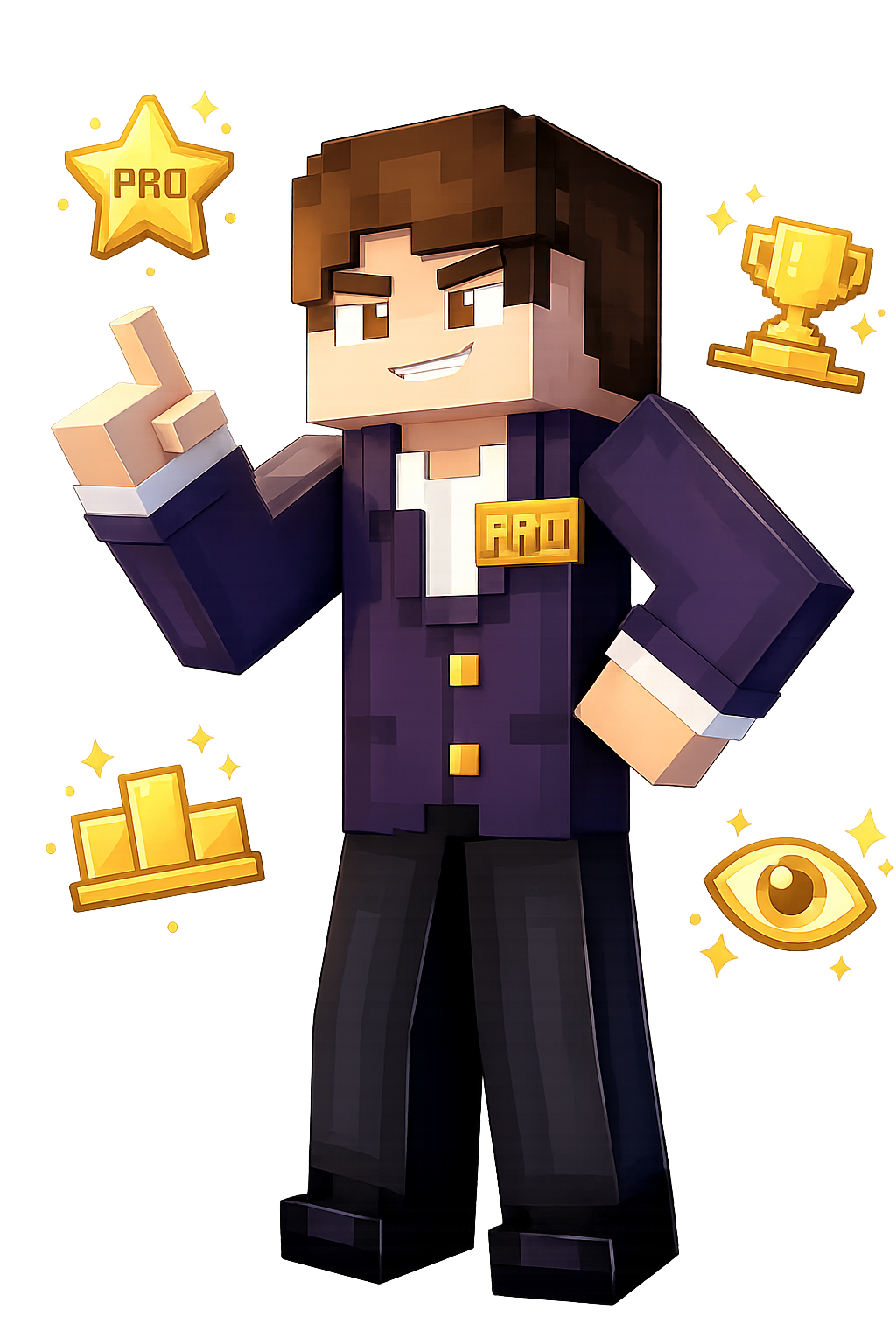 Minecraft karakter met Pro voordelen iconen